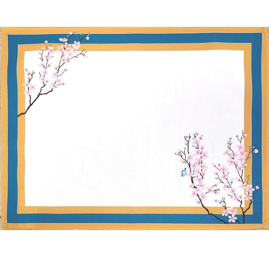 Set of 4 Waterproof Rectangular Placemats Ring Oriental Cherry 17X13