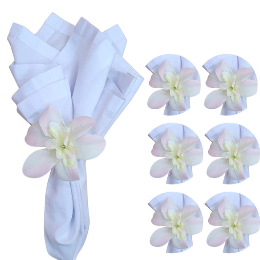 Sets 6 or 12 Mini Orchid Off White Mixed Rose Flower Napkin Rings