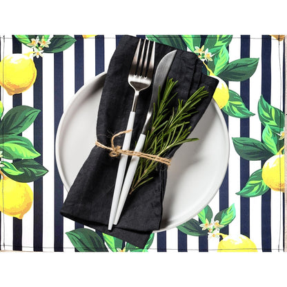 Set of 4 Waterproof Rectangular Placemats Top Lemon Siciliano 17X13