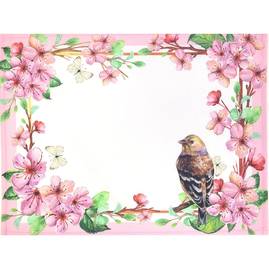 Set of 4 Waterproof Rectangular Placemats Ring Delicate Bird 17X13