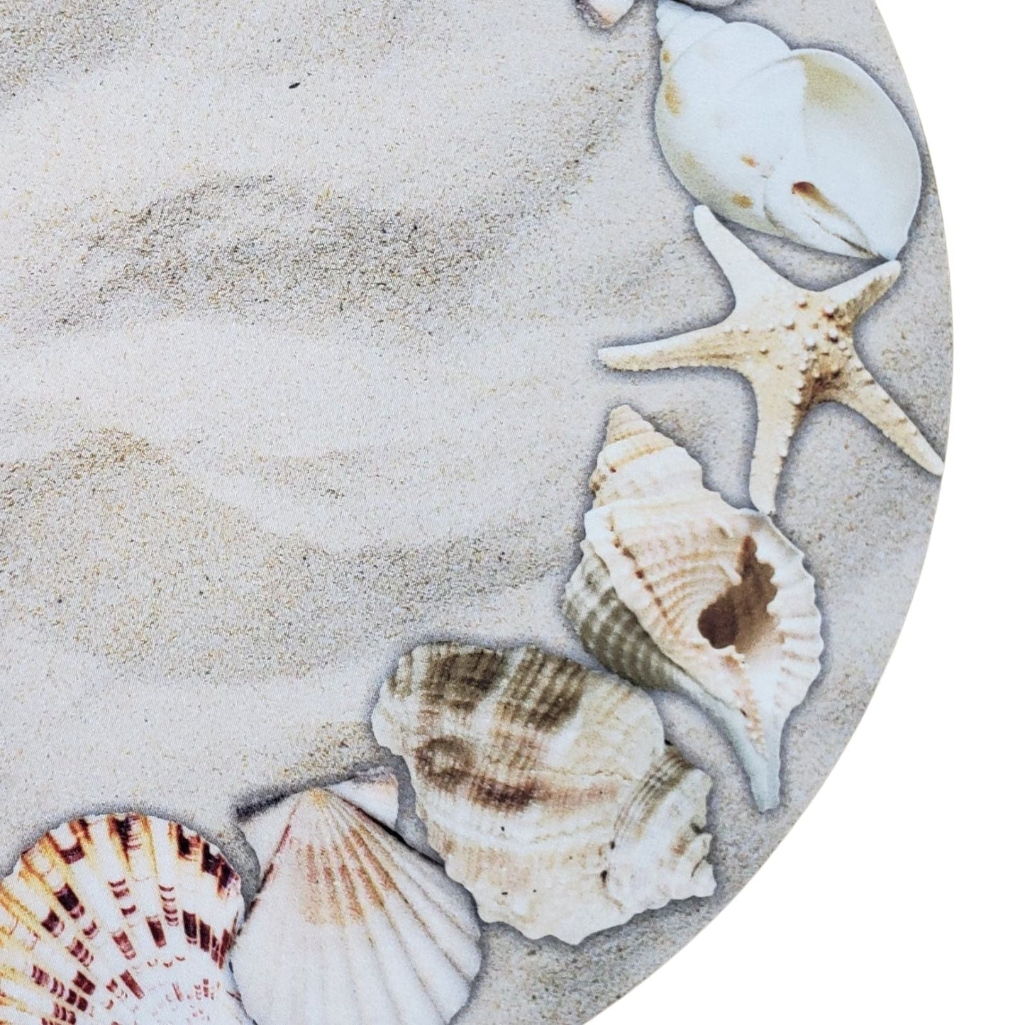 Set of 4 Round Placemats Covers Ring Beige Sea shells 14 Dia inch