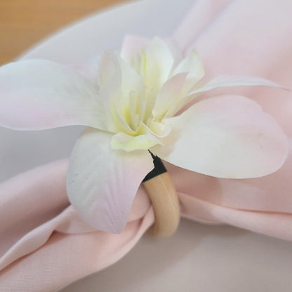 Sets 6 or 12 Mini Orchid Off White Mixed Rose Flower Napkin Rings