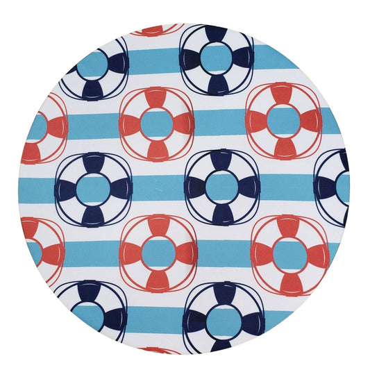 Set of 4 Round Placemats Covers Nautical Blue 14 Dia inch