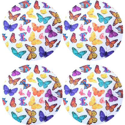 Set of 4 Round Placemats Covers 14 Dia inch Butterflies