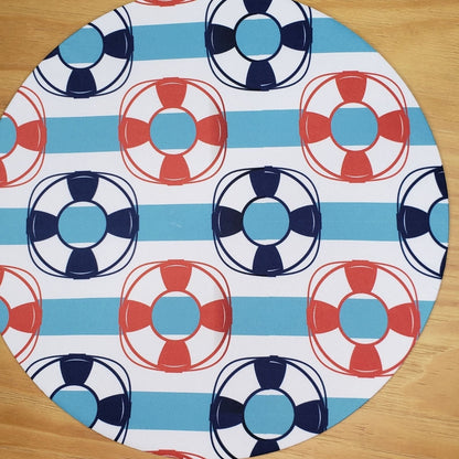 Set of 4 Round Placemats Covers Nautical Blue 14 Dia inch