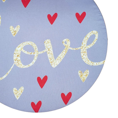 Set of 4 Round Placemats Covers Grey Heart Love 14 Dia inch