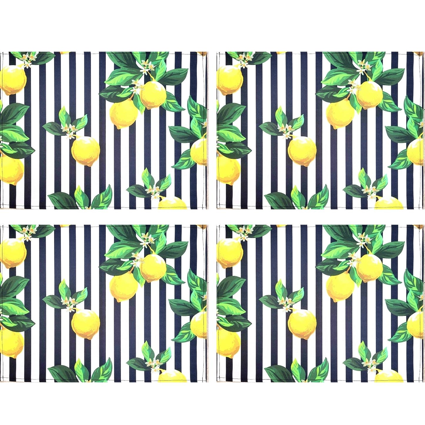 Set of 4 Waterproof Rectangular Placemats Top Lemon Siciliano 17X13