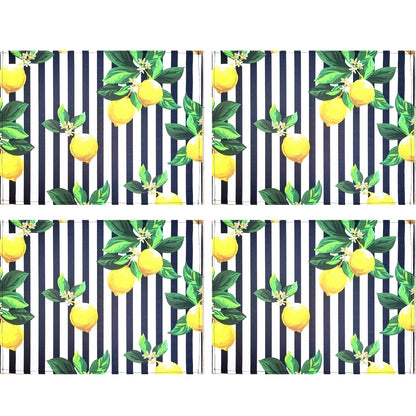 Set of 4 Waterproof Rectangular Placemats Top Lemon Siciliano 17X13