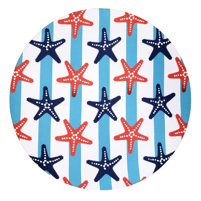 Set of 4 Round Placemats Covers Reply Starfish Blue 14 Dia inch