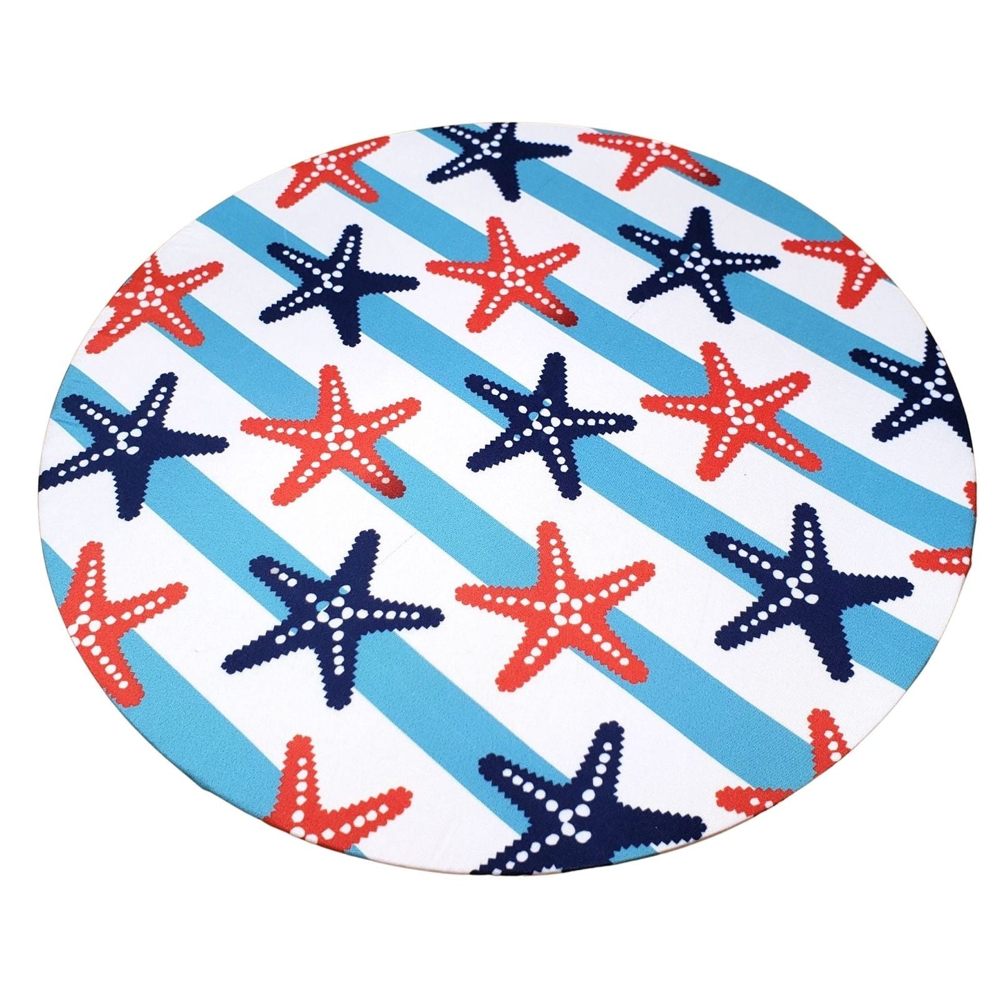 Set of 4 Round Placemats Covers Reply Starfish Blue 14 Dia inch