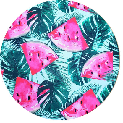 Set of 4 Round Placemats Covers Tropical Watermelon 14 Dia inch