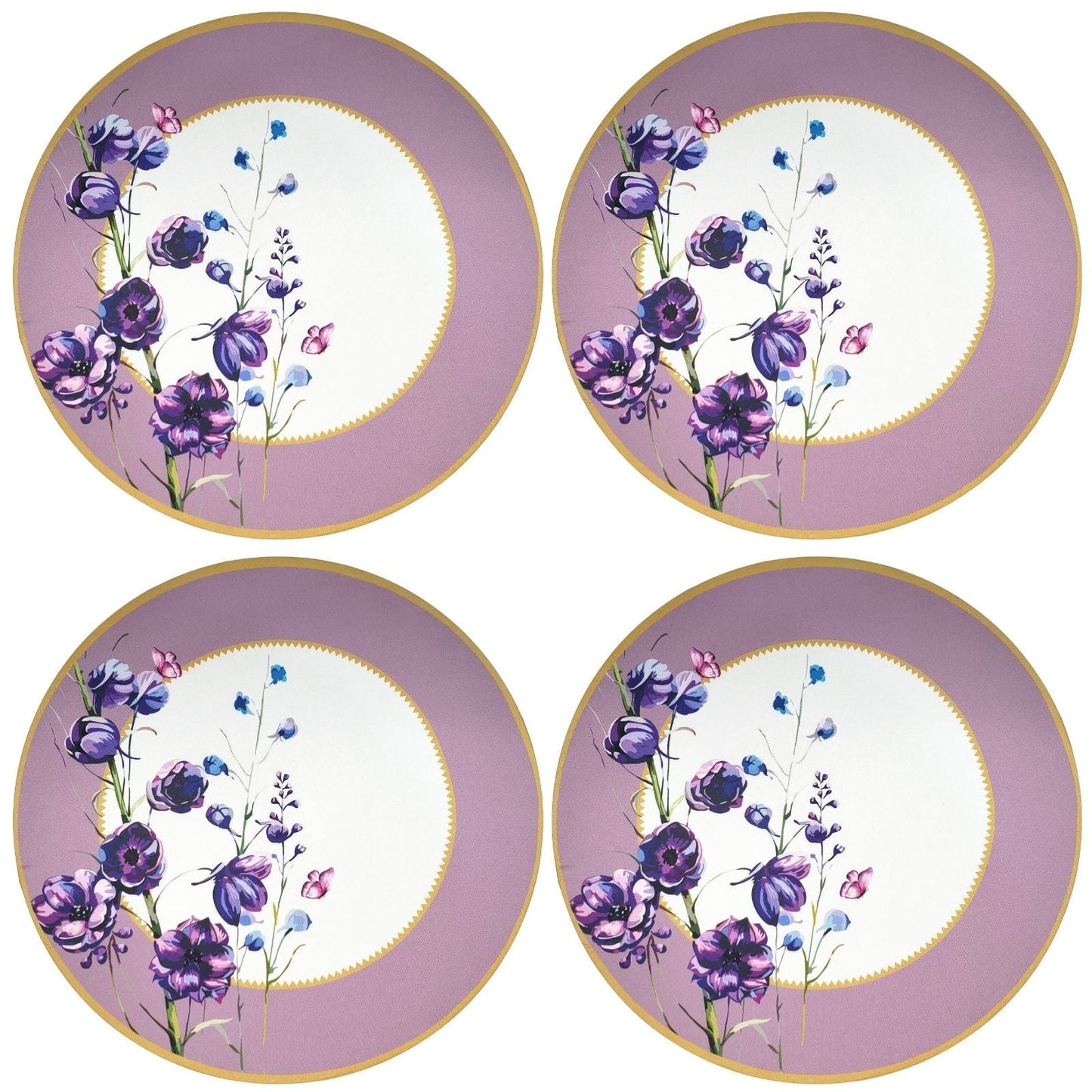 Set of 4 Round Placemats Covers Ring Oriental Lilac 14 Dia inch