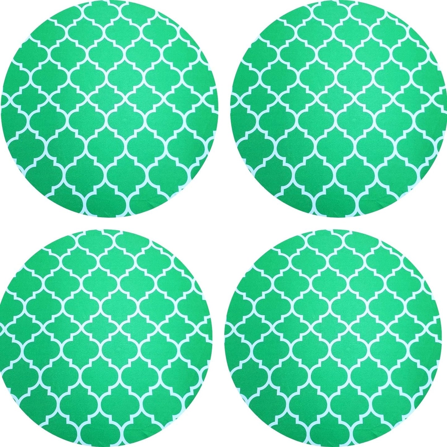 Set of 4 Round Placemats Covers 14 Dia inch Lemon Green Arabesque