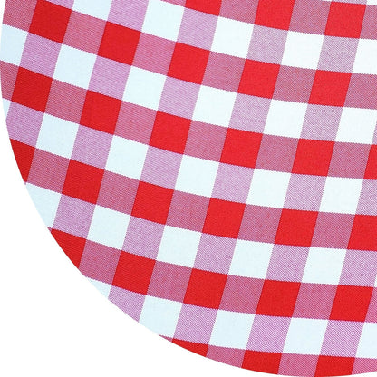 Charlo's Set of 4 Round Placemats Covers Big Plaid White Red 14 Dia inch