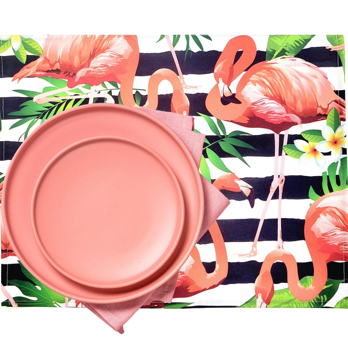 Set of 4 Waterproof Rectangular Placemats Flamingo 17X13