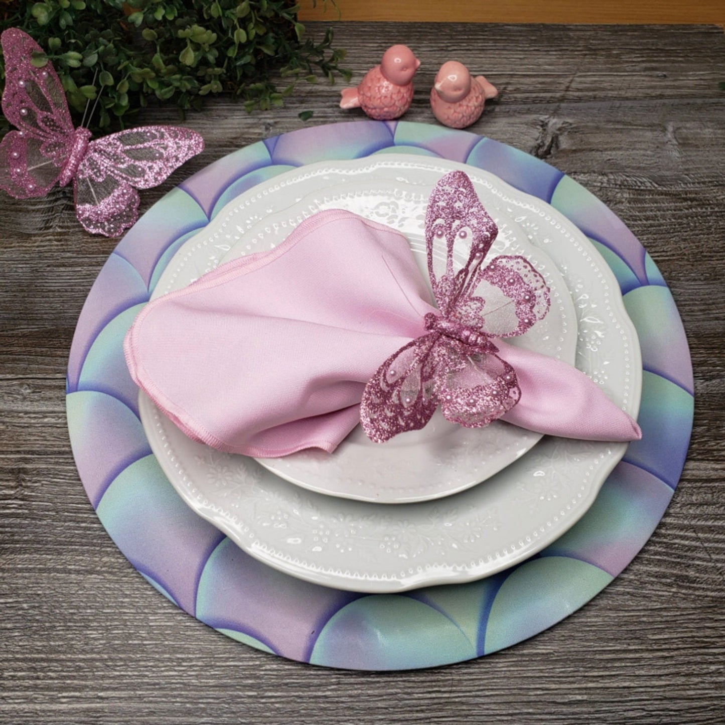 Set of 4 Round Placemats Covers Mermaid 14 Dia inch