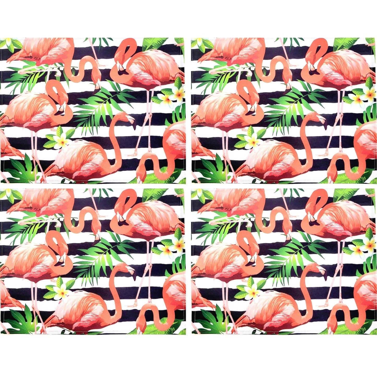 Set of 4 Waterproof Rectangular Placemats Flamingo 17X13