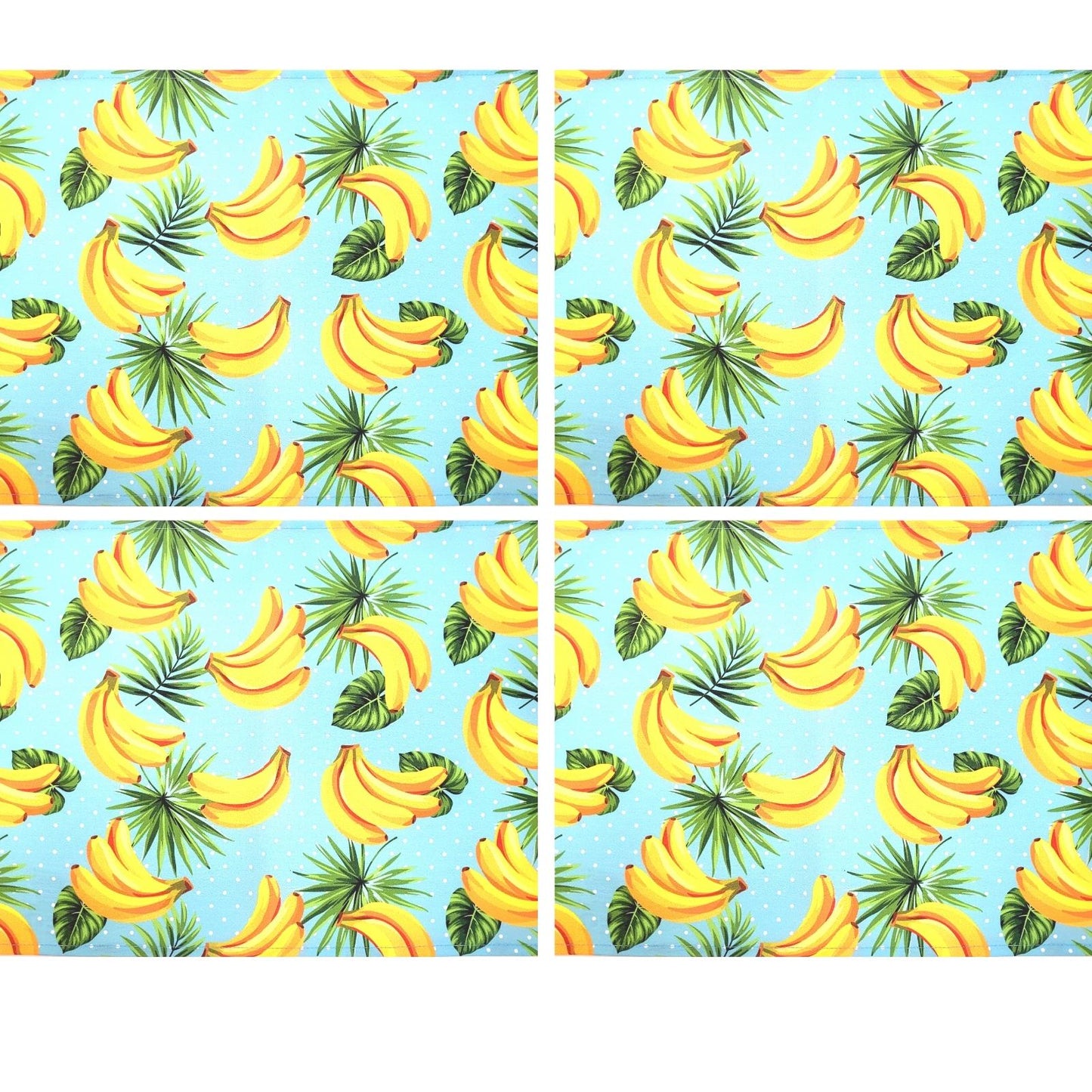 Charlo's Set of 4 Waterproof Rectangular Placemats Banana Joy 17X13