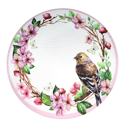 Set of 4 Round Placemats Covers Ring Delicate Bird 14 Dia inch