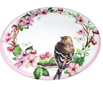 Set of 4 Round Placemats Covers Ring Delicate Bird 14 Dia inch