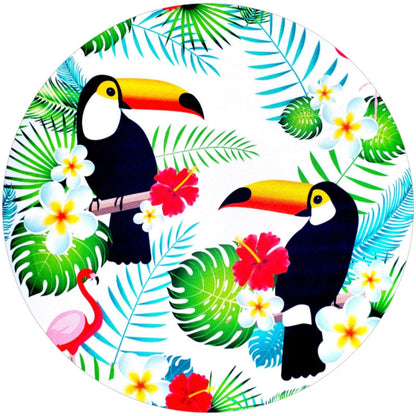 Set of 4 Round Placemats Covers Black Toucan 14 Dia inch