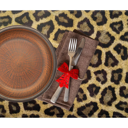 Set of 4 Waterproof Rectangular Placemats Wild Jaguar 17X13