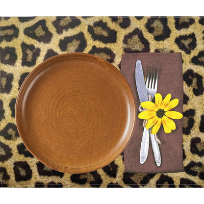 Set of 4 Waterproof Rectangular Placemats Wild Jaguar 17X13