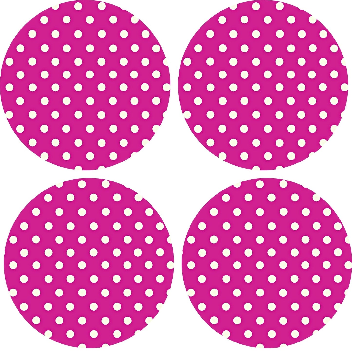 Charlo's Set of 4 Round Placemats Covers 14 Dia inch Dot Polka Pink