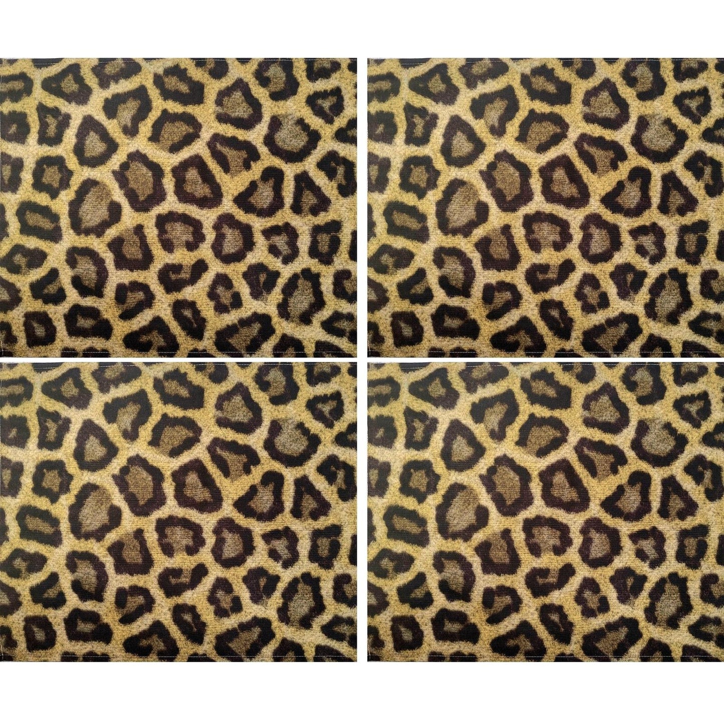 Set of 4 Waterproof Rectangular Placemats Wild Jaguar 17X13