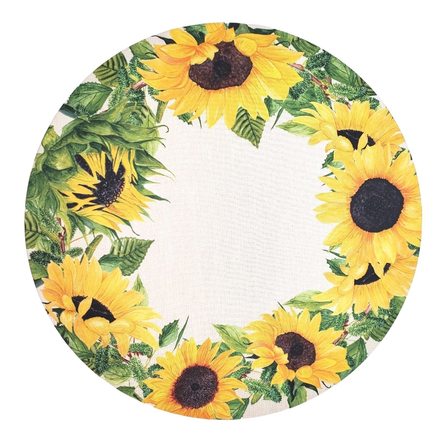 Set of 4 Round Placemats Covers  Ring Sunflower 14 Dia inch