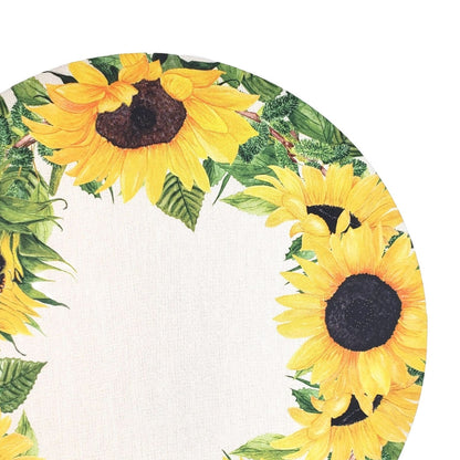 Set of 4 Round Placemats Covers  Ring Sunflower 14 Dia inch