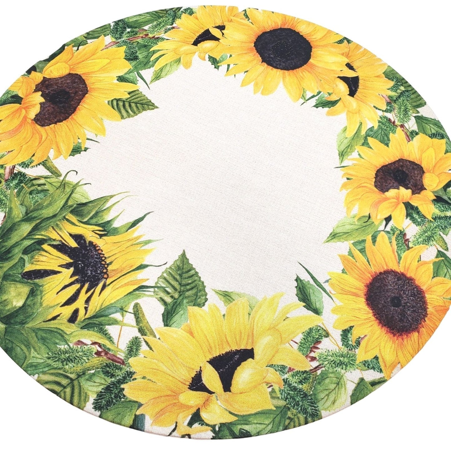 Set of 4 Round Placemats Covers  Ring Sunflower 14 Dia inch