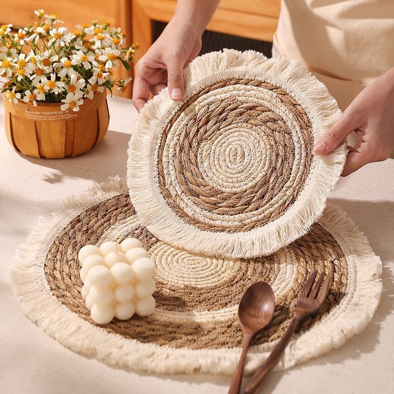 Placemats For Table Handwoven Heat Resistant Pan Mat Anti-Slip Christmas Gift