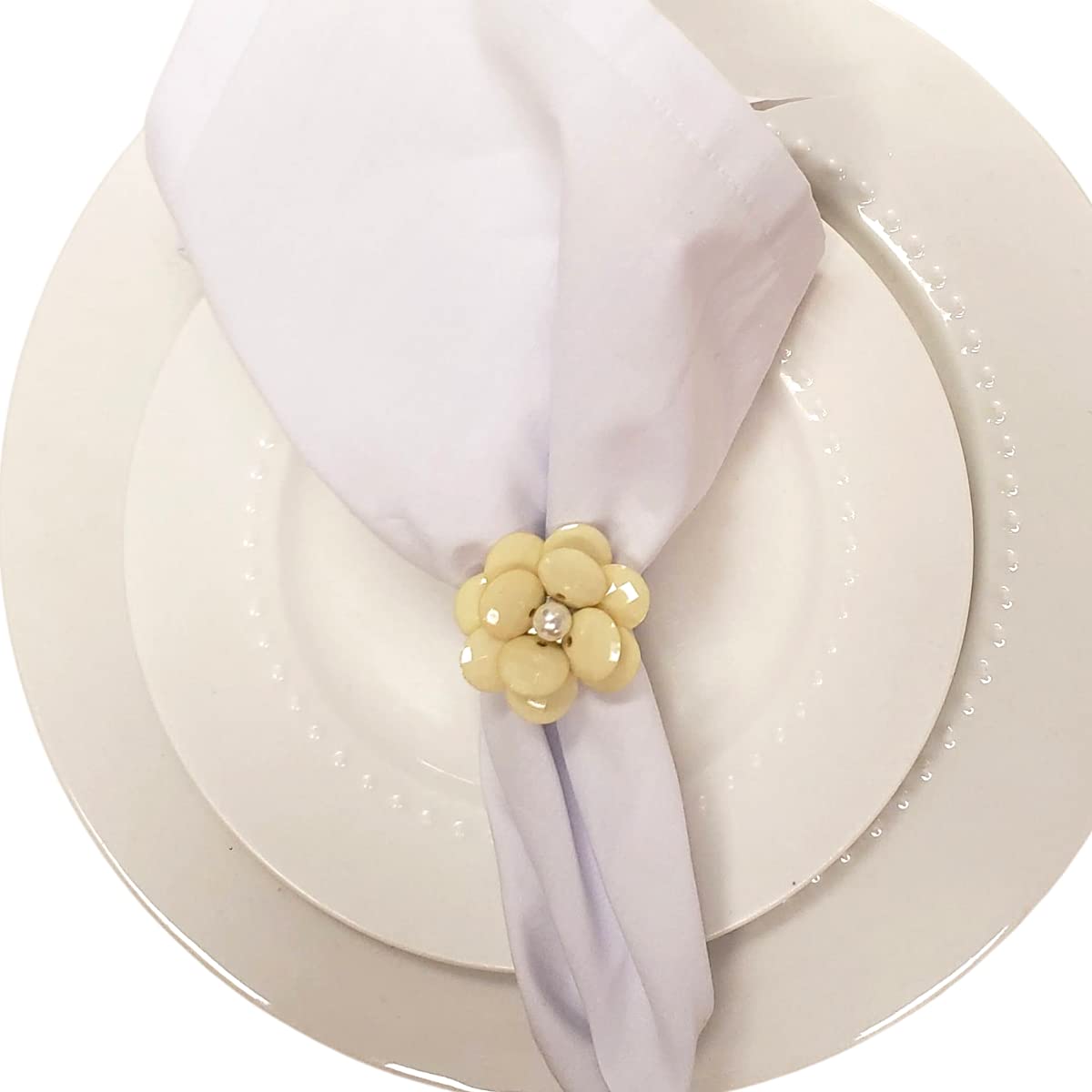 Maison Charlô | Set of 4 Delicate Flower Napkin Rings | Wedding, Thanksgiving, Christmas, New Year, Wedding, Banquet, Birthday