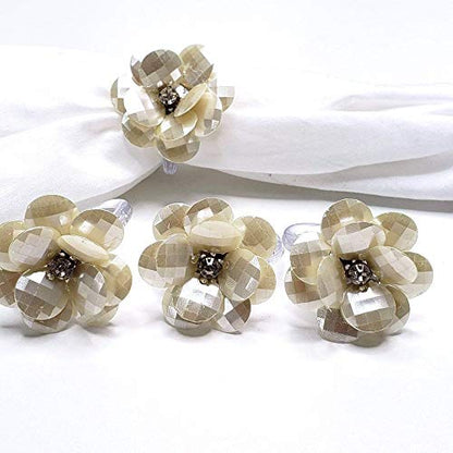 Maison Charlô | Set of 4 Delicate Flower Napkin Rings | Wedding, Thanksgiving, Christmas, New Year, Wedding, Banquet, Birthday