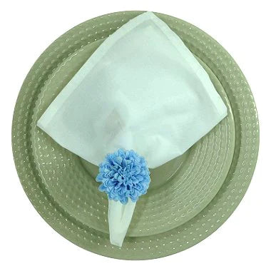 Set of 4 Sky Blue Dalia Flower Napkin Rings