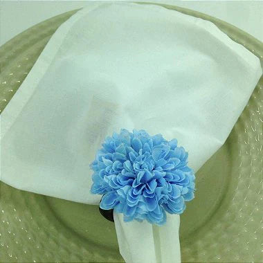 Set of 4 Sky Blue Dalia Flower Napkin Rings